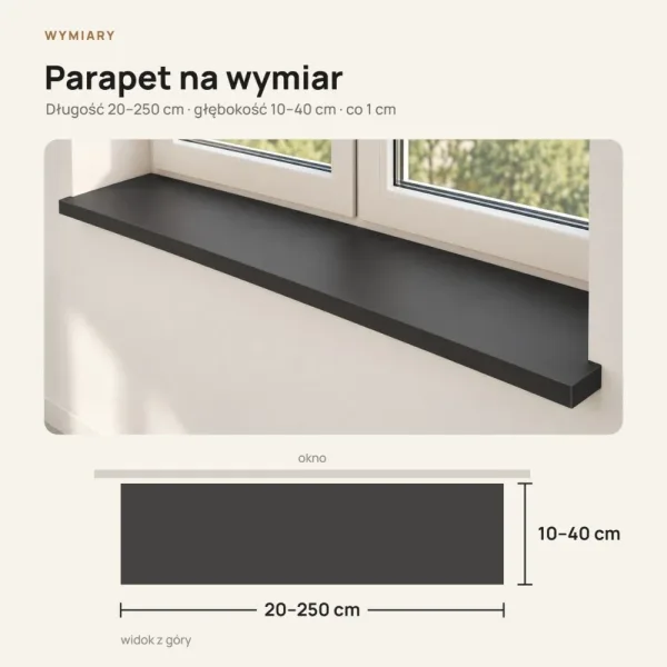 Parapet wewnętrzny na wymiar - Czarny