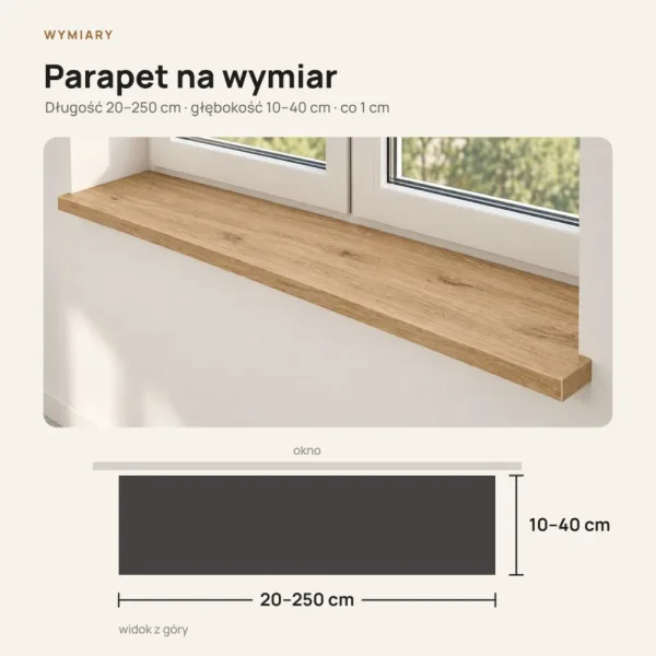 Parapet wewnętrzny na wymiar - Dąb Kamienny