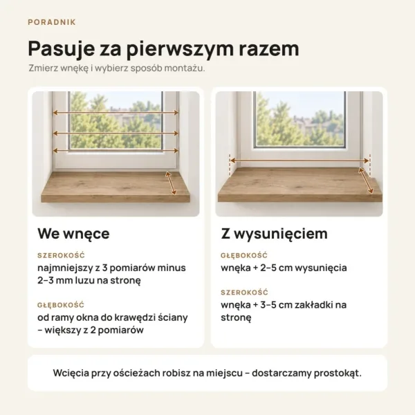 Parapet wewnętrzny na wymiar - Dąb Kamienny