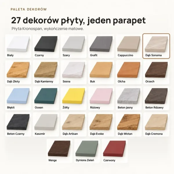 Parapet wewnętrzny na wymiar - Dąb Sonoma
