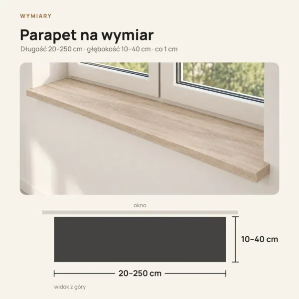 Parapet wewnętrzny na wymiar - Dąb Sonoma
