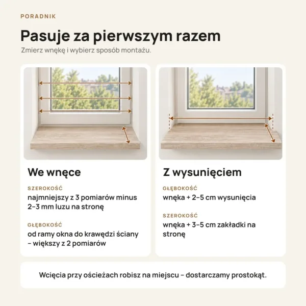 Parapet wewnętrzny na wymiar - Dąb Sonoma