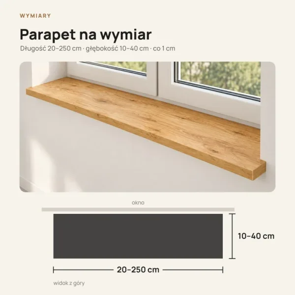 Parapet wewnętrzny na wymiar - Dąb Złoty