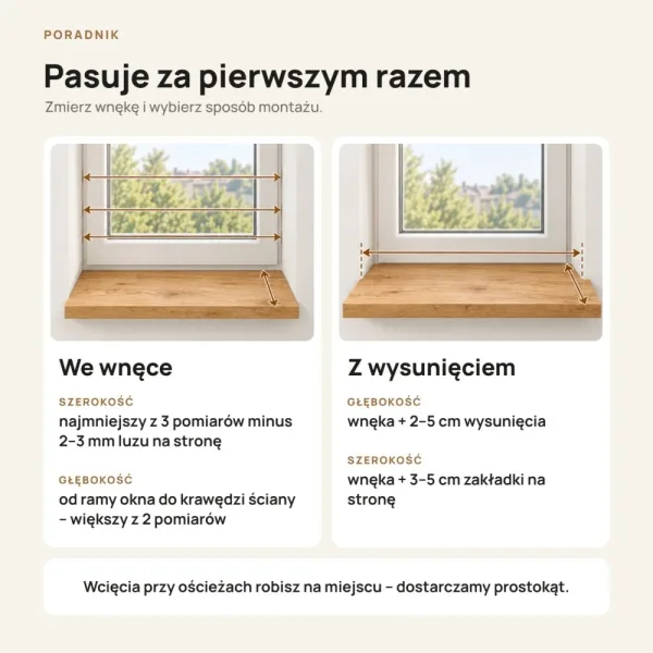 Parapet wewnętrzny na wymiar - Dąb Złoty