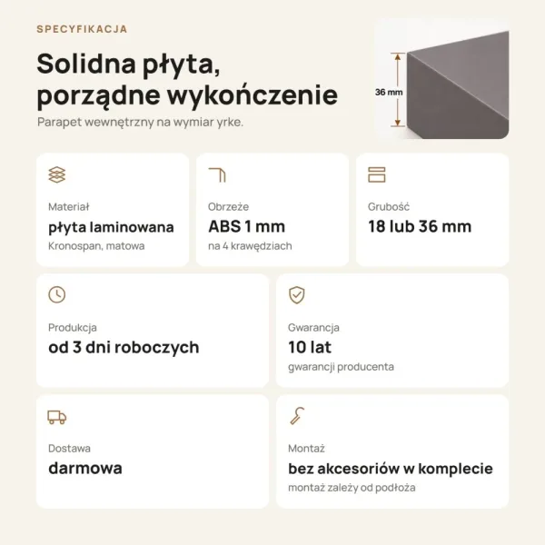 Parapet wewnętrzny na wymiar - Grafit