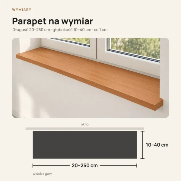 Parapet wewnętrzny na wymiar - Olcha