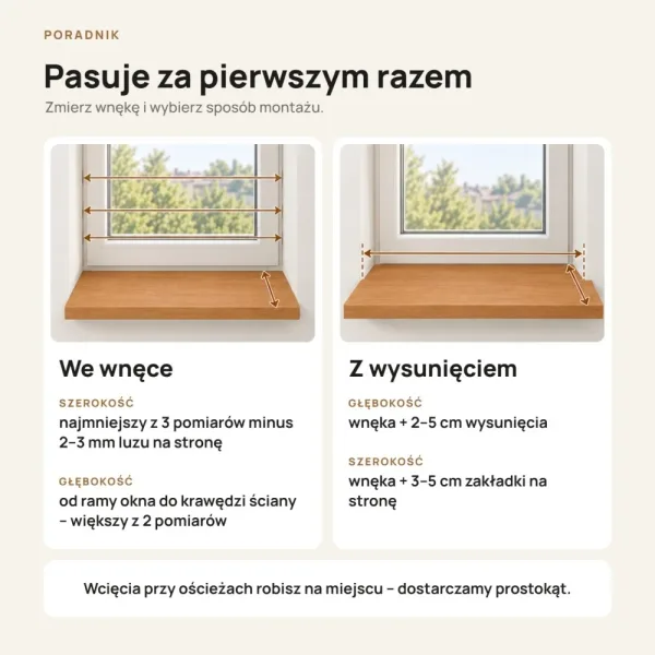 Parapet wewnętrzny na wymiar - Olcha