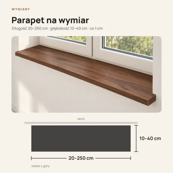 Parapet wewnętrzny na wymiar - Orzech