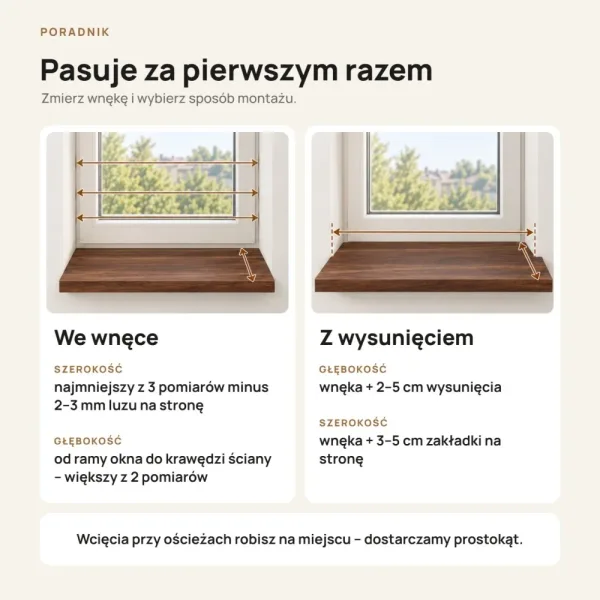 Parapet wewnętrzny na wymiar - Orzech