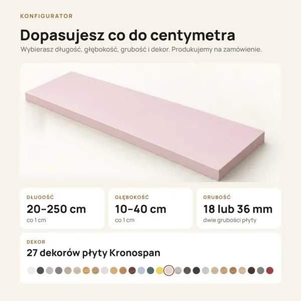 Parapet wewnętrzny na wymiar - Różowy