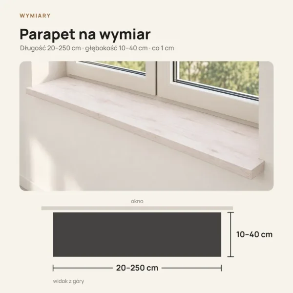 Parapet wewnętrzny na wymiar - Sosna