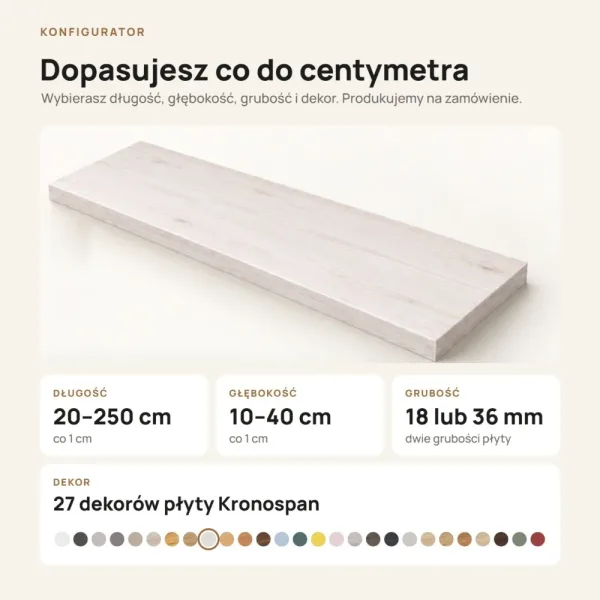Parapet wewnętrzny na wymiar - Sosna