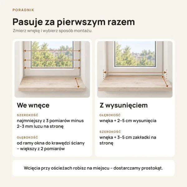 Parapet wewnętrzny na wymiar - Sosna