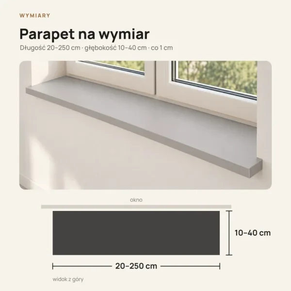 Parapet wewnętrzny na wymiar - Szary