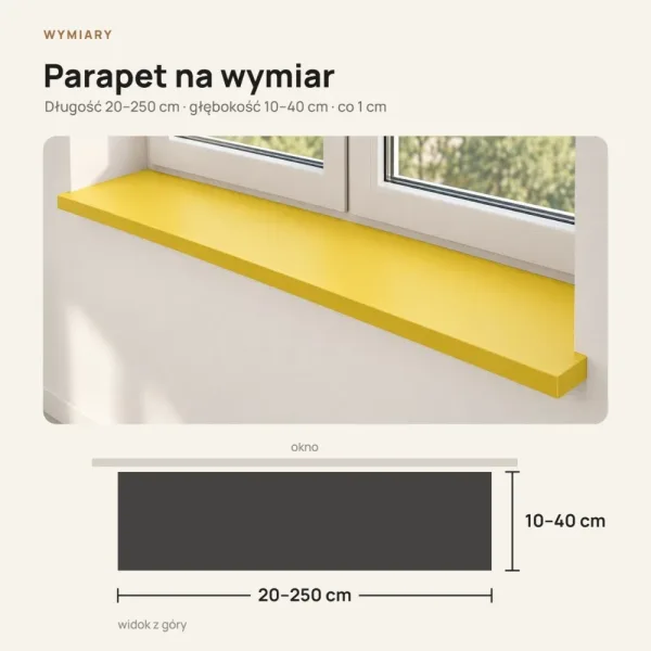 Parapet wewnętrzny na wymiar - Żółty