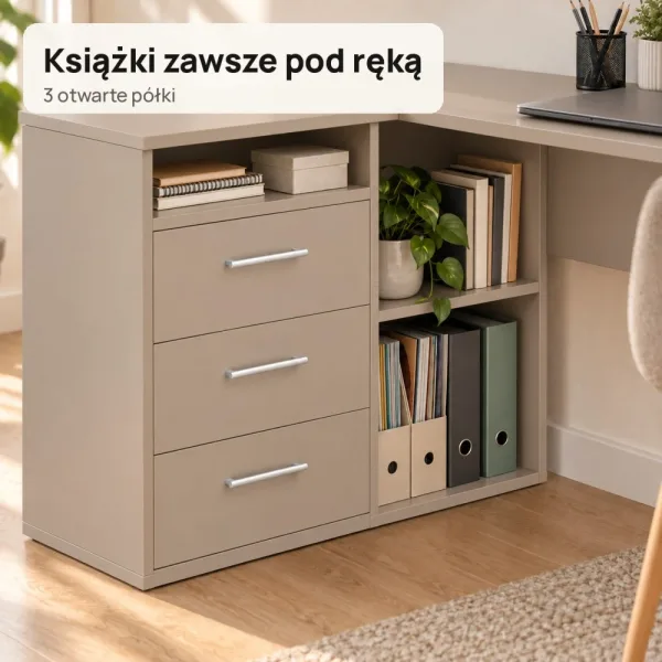 Biurko szkolne narożne Aga - Cappuccino