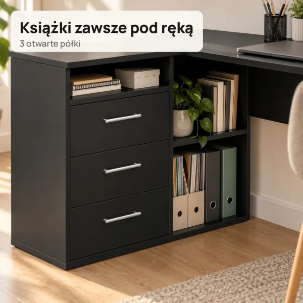 Biurko szkolne narożne Aga - Czarne