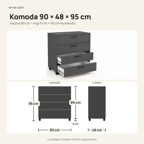 Komoda z szufladami Anna - Grafit