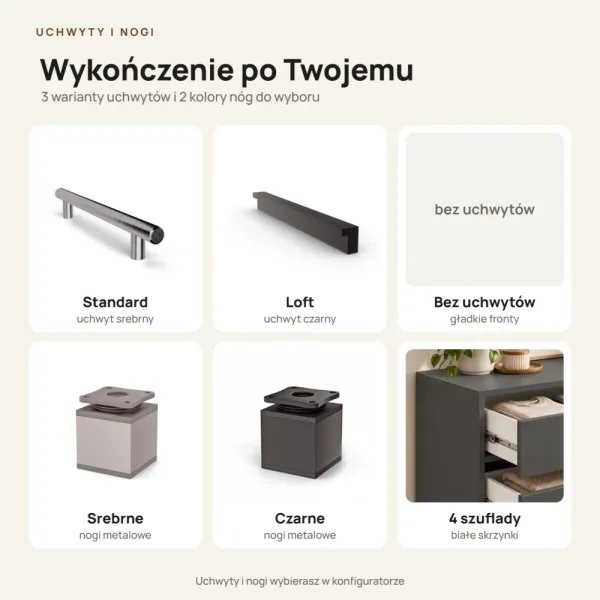 Komoda z szufladami Anna - Grafit