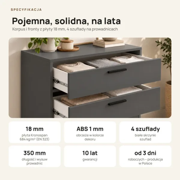 Komoda z szufladami Anna - Grafit