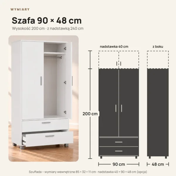 Szafa z szufladami Kamil - Biała