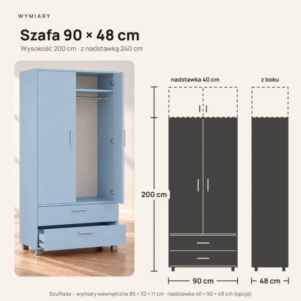 Szafa z szufladami Kamil - Niebieska
