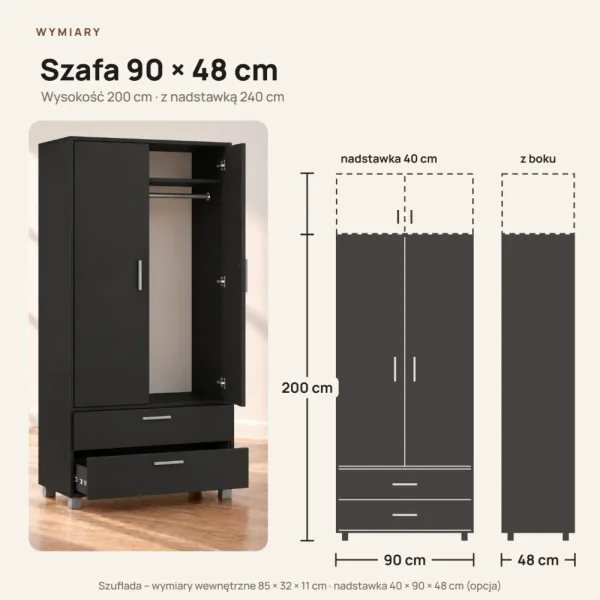Szafa z szufladami Kamil - Czarna