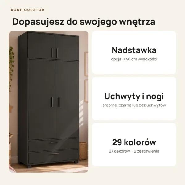 Szafa z szufladami Kamil - Czarna