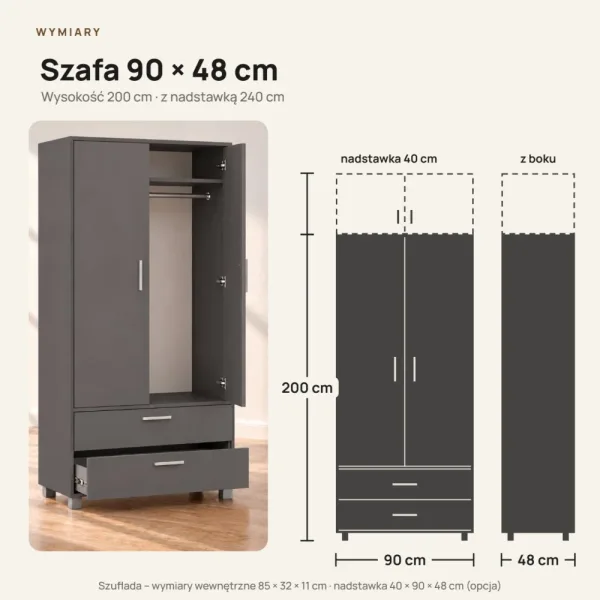 Szafa z szufladami Kamil - Grafit