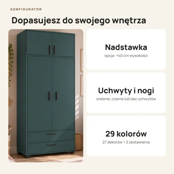 Szafa z szufladami Kamil - Zielona