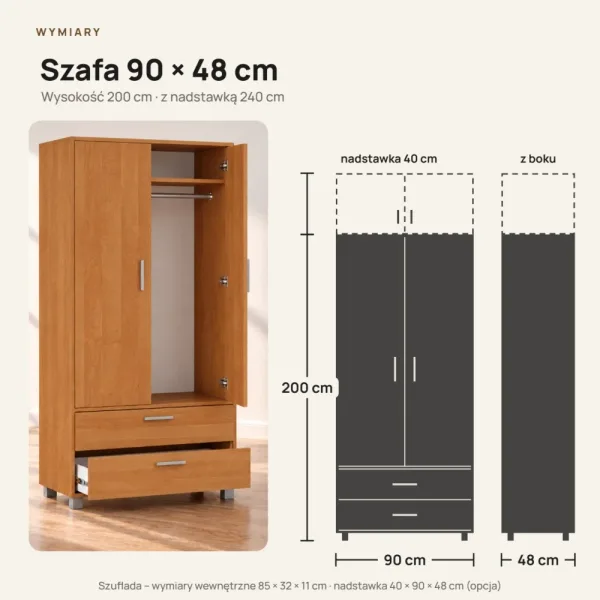 Szafa z szufladami Kamil - Olcha