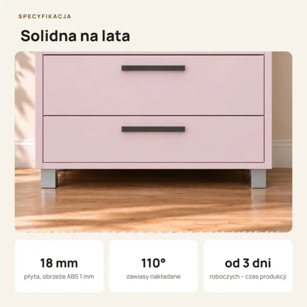 Szafa z szufladami Kamil - Różowa