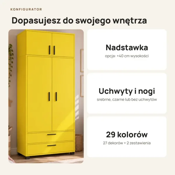 Szafa z szufladami Kamil - Żółta