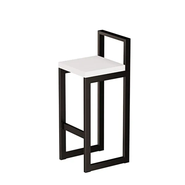Metalowy Hoker loft z oparciem - Biały