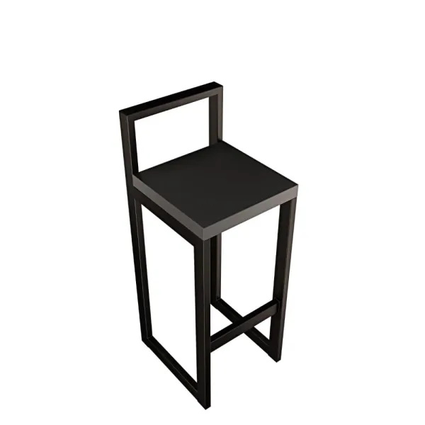 Metalowy Hoker loft z oparciem - Czarny