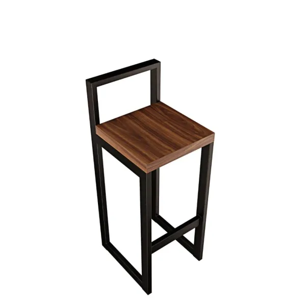 Metalowy Hoker loft z oparciem - Orzech
