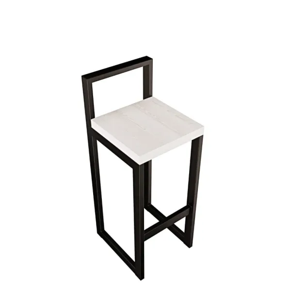 Metalowy Hoker loft z oparciem - Sosna