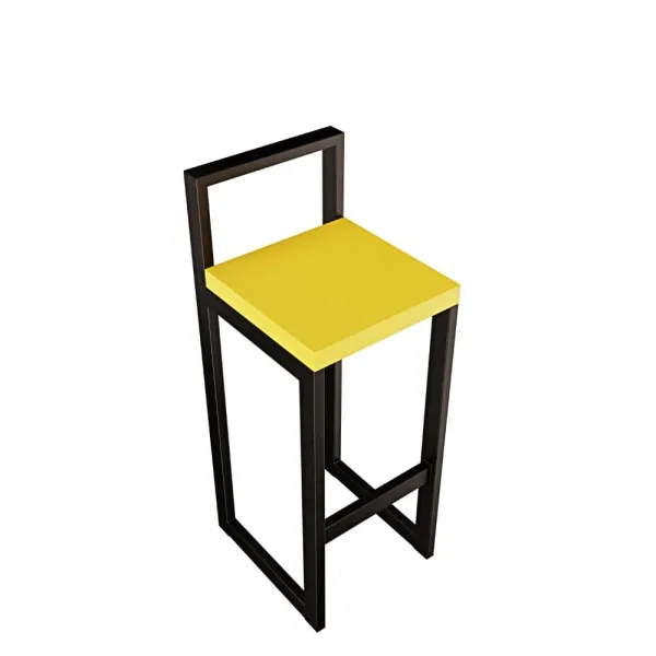 Metalowy Hoker loft z oparciem - Żółty