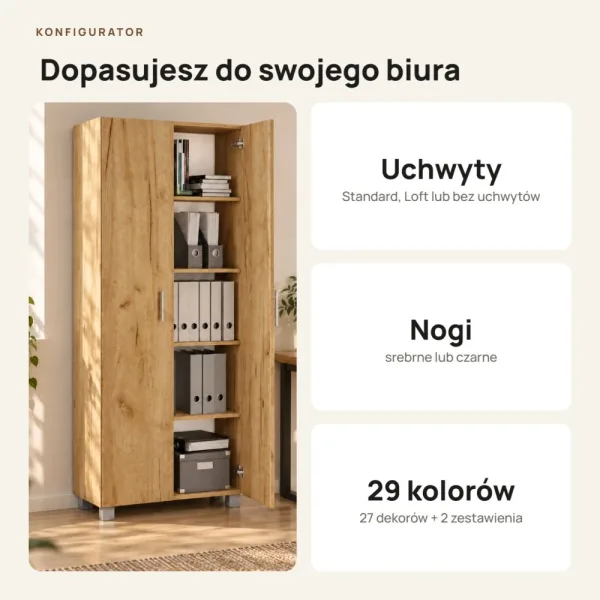 Szafa biurowa na segregatory - Dąb Złoty