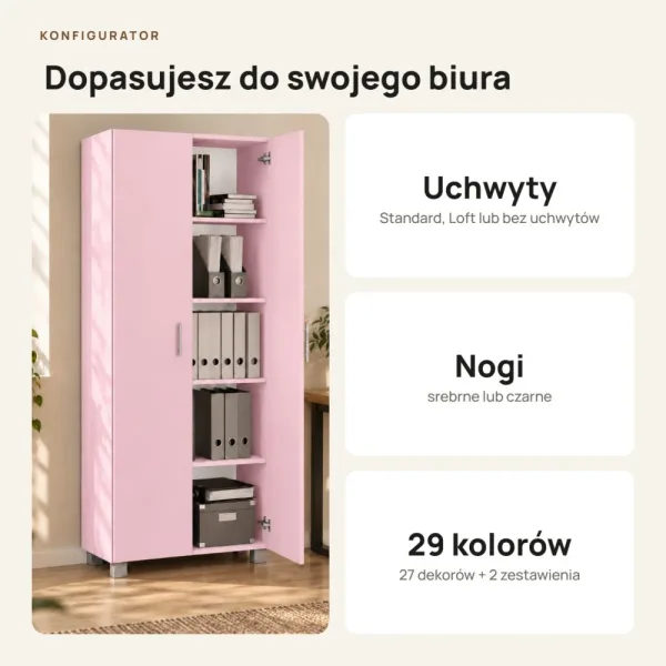 Szafa biurowa na segregatory - Różowa