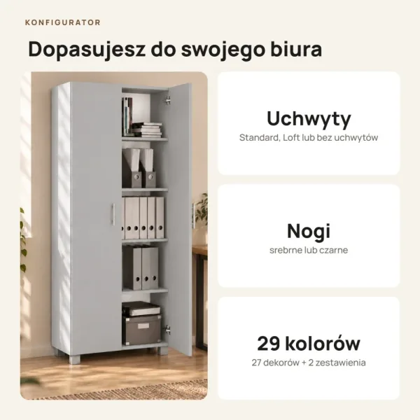 Szafa biurowa na segregatory - Szara