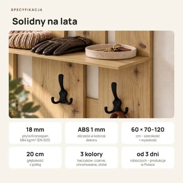 Wieszak ażurowy - Dąb Artisan - Na ubrania