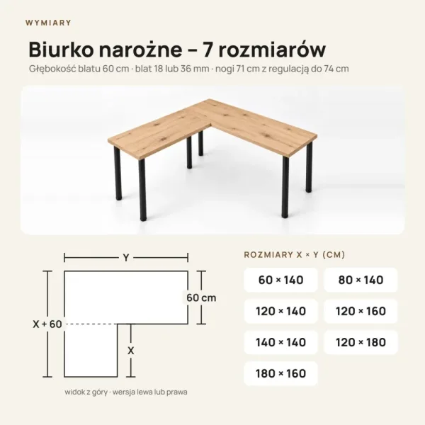 Biurko narożne - Dąb Artisan