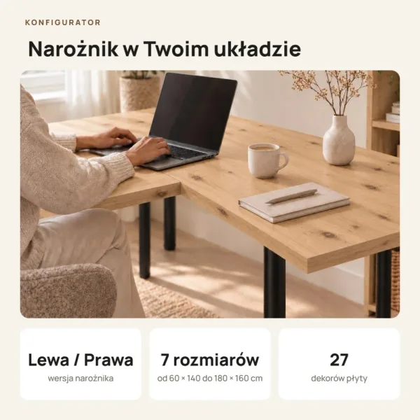 Biurko narożne - Dąb Artisan