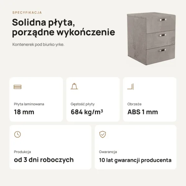 Kontenerek pod biurko - Beton
