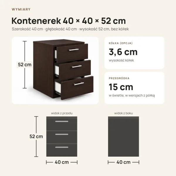 Kontenerek pod biurko - Wenge