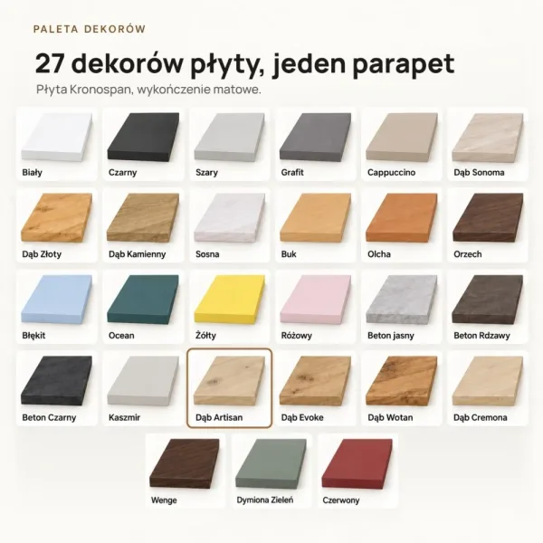 Parapet wewnętrzny na wymiar - Dąb Artisan