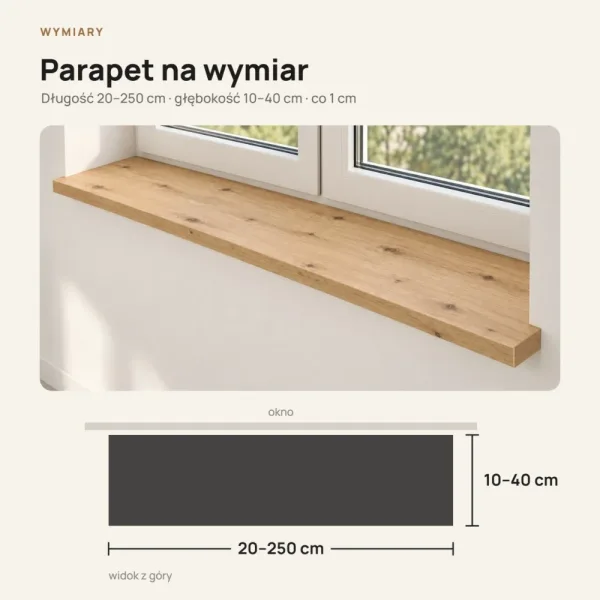 Parapet wewnętrzny na wymiar - Dąb Artisan