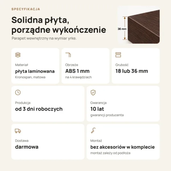 Parapet wewnętrzny na wymiar - Wenge