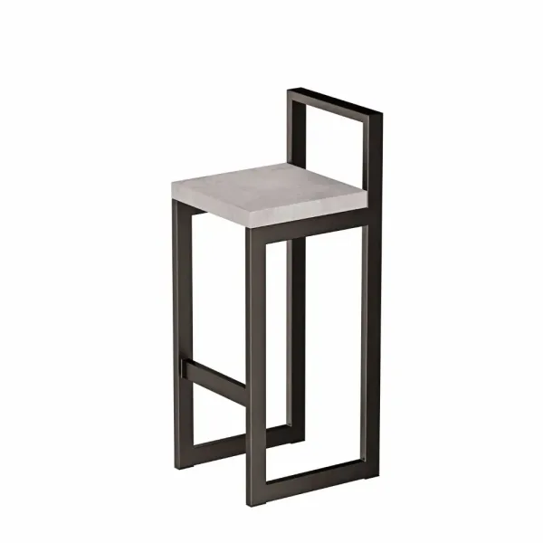 Metalowy Hoker loft z oparciem - Beton
